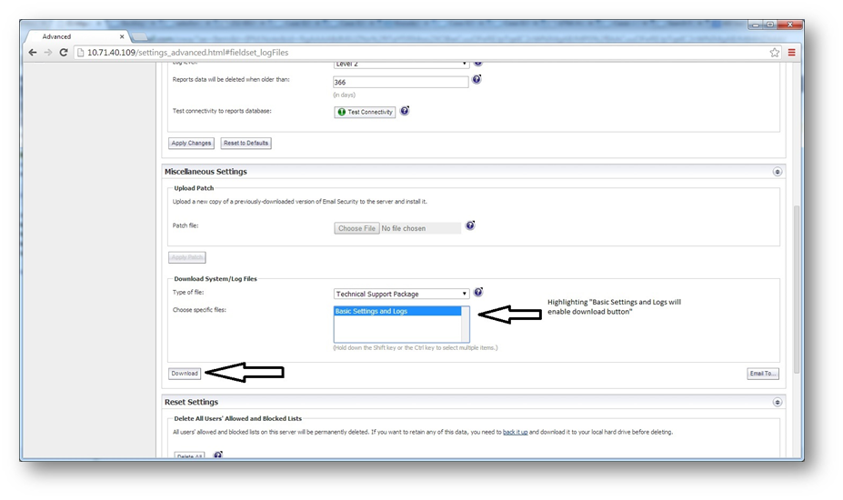 screenshot of SonicWall Email Security